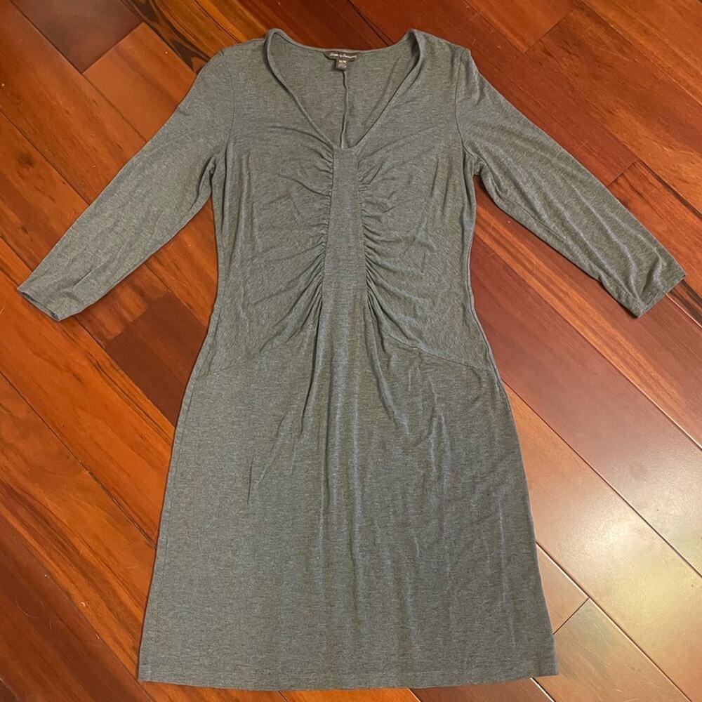 Tommy Bahama gray fitted soft relaxed comfy long sleeve ruched dress medium M